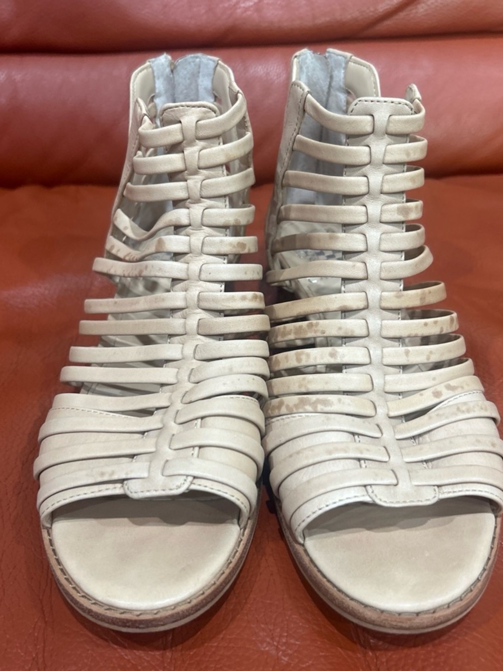 Vince Camuto Cream Strappy Gladiator Sandals